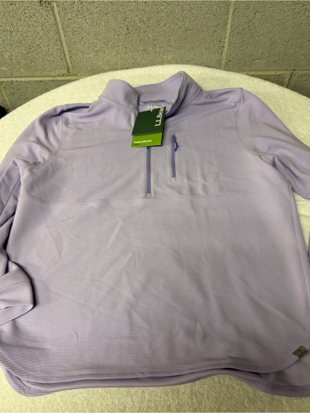 L.L. Bean womens Light Lavender Quarter-Zip Pullover size large petite.